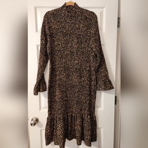 NEW Fashion Nova 1X mock neck ruffle sleeve and ruffle hem smocked midi dress.